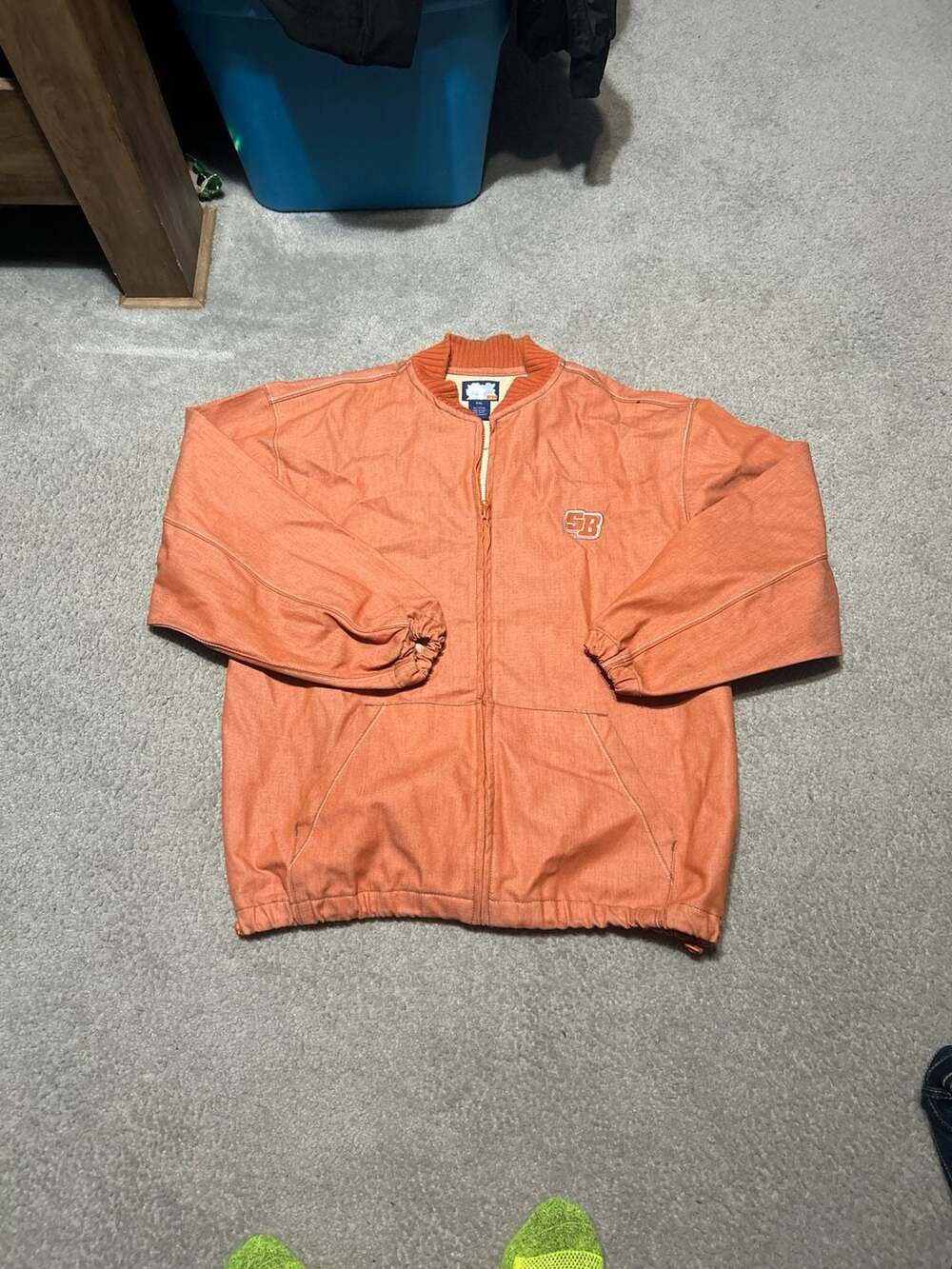 Vintage DISS Shadow Boy 'SB' Orange Denim Zip-Up Jacket XXL